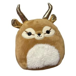 Squishmallows Kieli The Antelope 8” Soft Toy Plush Brown Metallic Gold Gazelle